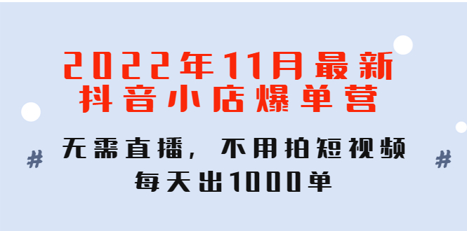 1135.2022年11月最新抖音小店爆单营 1